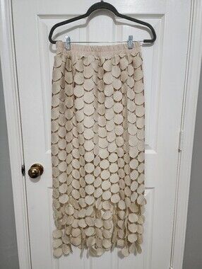 Cute Ivory Circle Detail Skirt